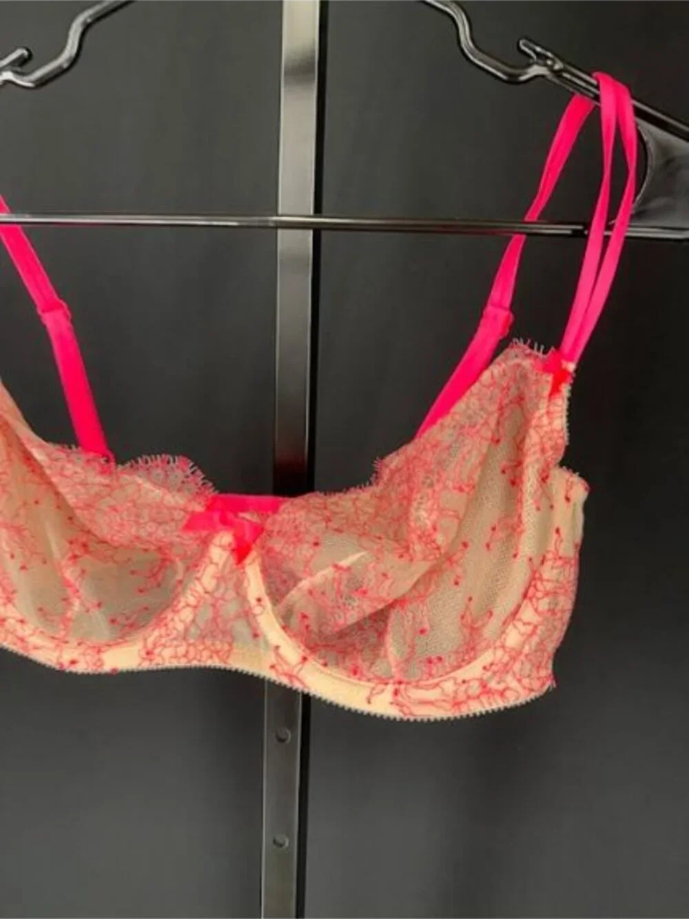 Victoria's Secret Very Sexy Unlined Demi Bra in Nude Hot Pink Lace